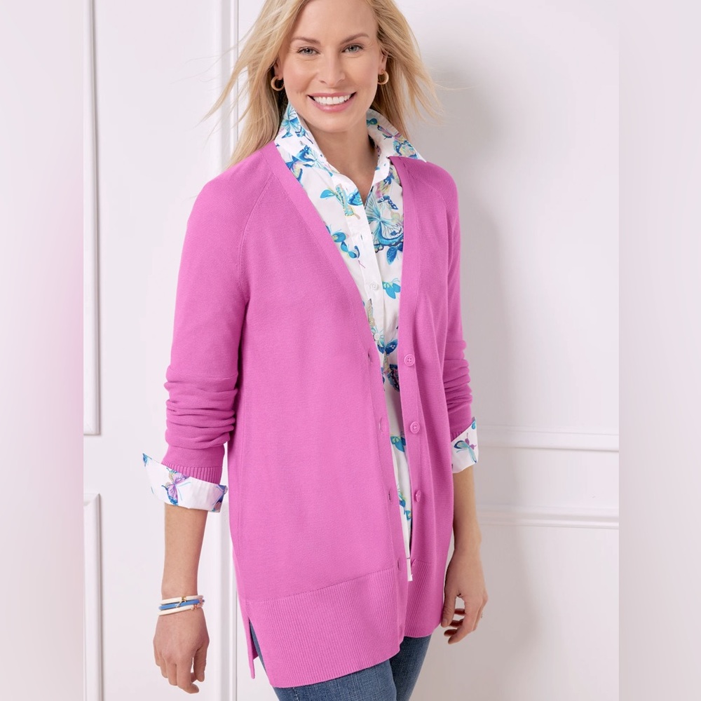 BNWT Talbots girlfriend cardigan in Spring Crocus (purple) Size L